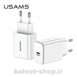 شارژر دیواری یوسمز مدل T14 دارای یک خروجی از نوع Type-C با کیفیت بالا و مقاوم در برابر حرارت و با کارایی بالا در شارژ
